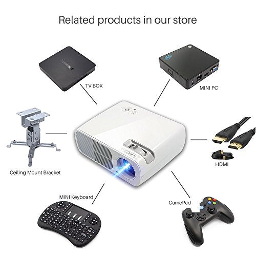 Roadwi 2600 Lumens Home Theater Projector Outdoor Movies Support HDMI VGA AV USB LED Cinema LCD Display for Kids Gaming …