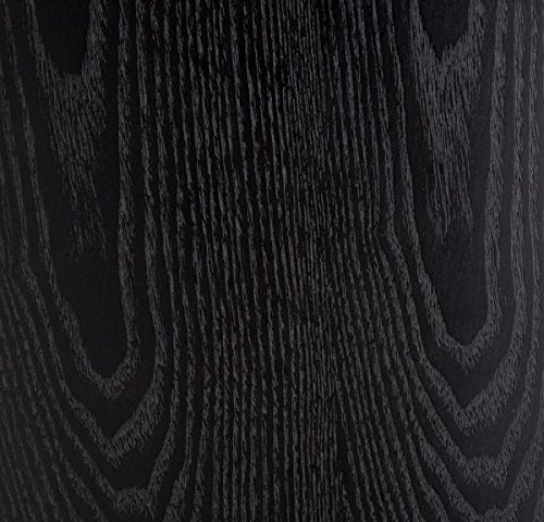 Displays2go Floor Standing Pulpit with Wood Grain Style, Pedestal Base, Black (LCTENCBK)