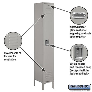 Salsbury Industries Assembled 1-Tier Standard Metal Locker with One Wide Storage Unit, 6-Feet High by 15-Inch Deep, Gray