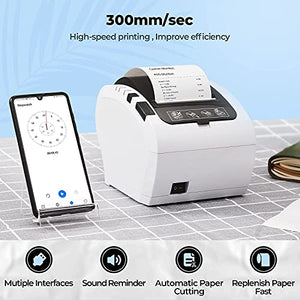 MUNBYN WiFi Receipt Printer with Black Cash Drawer, 16" Heavy Duty Cash Register for POS System, Fit POS Receipt Printer Support WiFi Connection