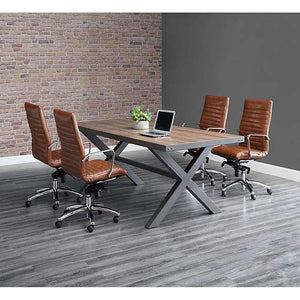 Rivet Conference Table 96"W x 42"D Weathered Oak/Charcoal Painted Steel