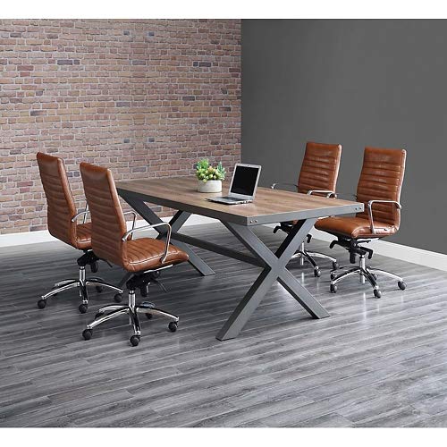 Rivet Conference Table 96"W x 42"D Weathered Oak/Charcoal Painted Steel