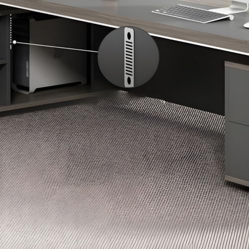 KWOKING Gray L-Shape Executive Desk with Drawers & Shelving - Office Furniture 87" x 63" x 29.5