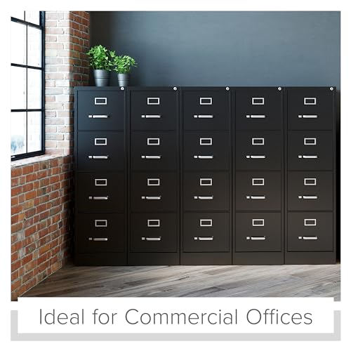 Hirsh Industries 4 Drawer Letter Size Commercial File - Black, Fully Assembled