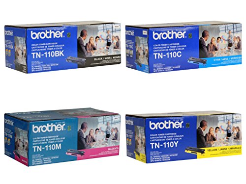 Brother TN110BK, TN110C, TN110M, TN110Y Black, Cyan, Magenta and Yellow Toner Cartridge Set