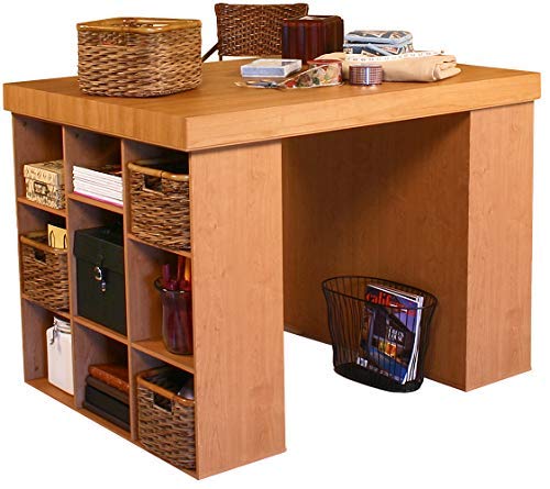 Venture Horizon Project Center Desk with 2 Bookcase Sides- Oak