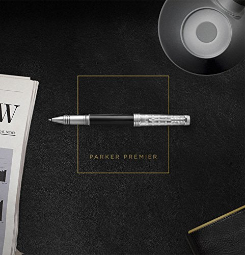 PARKER Premier Rollerball Pen, Custom Crimson Red with Fine Point Black Ink Refill