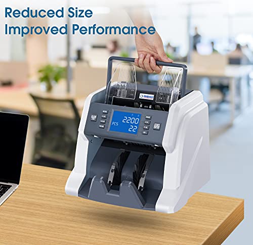 Ribao BC-35 Bill Counter Money Counter Machine, UV/MG/IR/DD Detection, ValuCount, Add Batch Mode, LCD Display Front Loading Cash Counter,1500pcs/min Speed