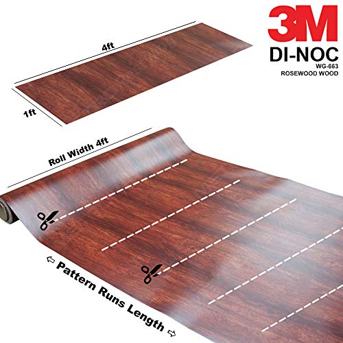3M DI-NOC WG-663 Rosewood Woodgrain 4ft x 75ft (300 Sq/ft) Vinyl Film Series