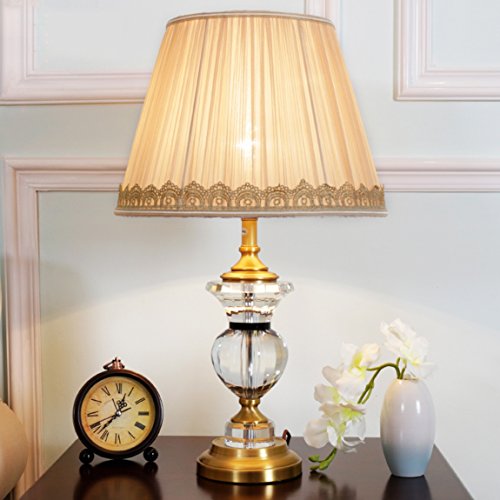 HZB American Minimalist Copper Crystal Lamps European Fashion Bedroom Living Room Lamp Bedside Study