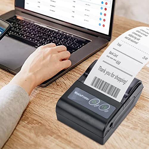 Bluetooth Receipt Printe-r, Wireless POS Printe-r, Ultra-Rugged Portable Bluetooth Receipt Printe-r, 58mm Thermal Receipt Printe-r Supports for Bill, Retails, Store