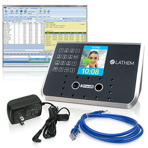 Lathem FR650 Face Recognition Time Clock System, PayClock V6 Software and 5 Ft. Ethernet Cable, For 50 Employees (FR650-KIT)