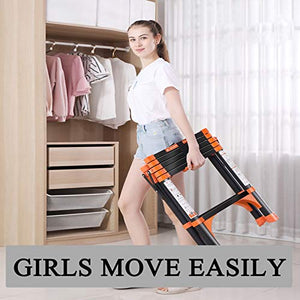 LUCEAE Aluminum Alloy Foldable Multifunction 4 Step Telescoping Ladder