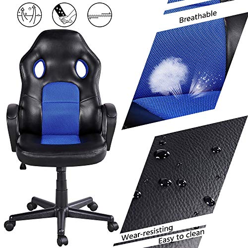 Yaheetech Corner Computer Desk and Video Game Chair Set for Small Space/Bedroom, L Shaped Corner Gaming Desk with Monitor Stand and High Back Ergonomic Gaming Chair, Home Office Desk & Chair Set