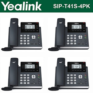 Yealink [4-Pack] T41S IP Phone, 6 Lines. 2.7-Inch Graphical LCD. Dual-Port Gigabit Ethernet, 802.3af PoE, Power Adapter Not Included (SIP-T41S-4)