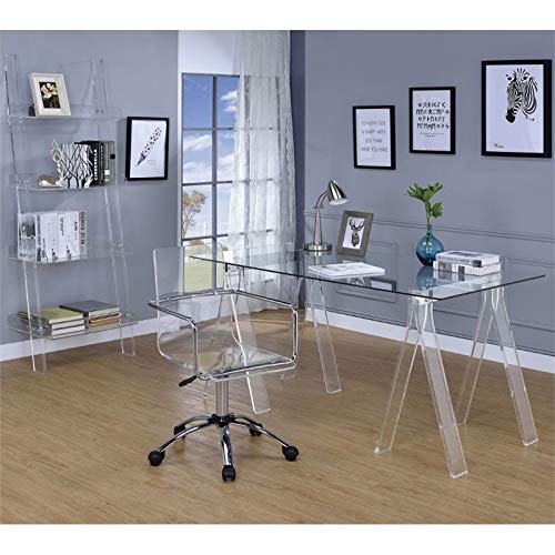 Bowery Hill Modern 4 Shelf Clear Acrylic Ladder Bookcase