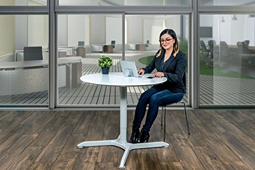 Luxor 36" Pneumatic Height Adjustable Round Cafe Table - Gray