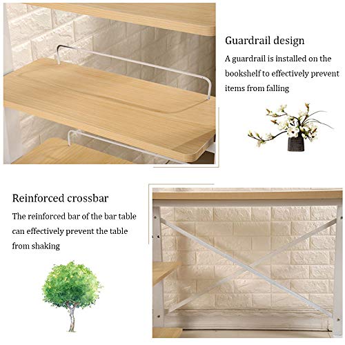 Solid Wood Desk Desktop Computer Desk,Modern Study Desk with Bookshelf Study Desk PC Laptop Desk Workbench,Small Space Office Desk Workstation