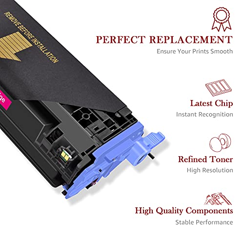 Toner Kingdom Compatible Toner Cartridge Replacement for HP 124A Q6000A Q6001A Q6002A Q6003A Color 1600 2600n 2605dn 2605dtn CM1015 CM1017 MFP Printer (Black, Cyan, Yellow, Magenta, 4-Pack)