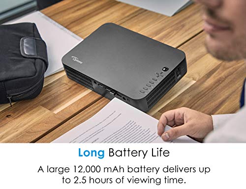 Optoma LH150 Portable 1080p LED Mini Projector with Battery, for Outdoor Movies or Office Presentations, 2.5 Hour Battery Life, USB Display Screen Mirroring, Smartphone Compatible