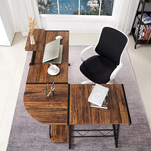 GreenForest L Shaped Desk 64”x50” with Bookshelf, Gaming Computer Corner Desk Studio Table Pc Workstation for Home Office Writing Table with CPU Stand