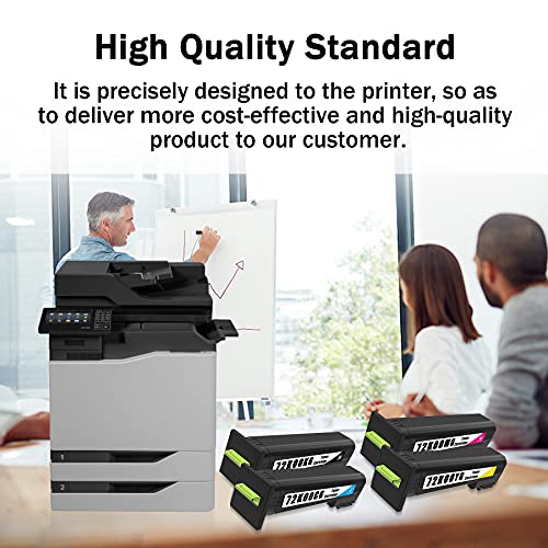 Compatible 72K00KG 72K00CG 72K00MG 72K00YG Toner Cartridge Replacement for Lexmark cx820dtfe cx825dtfe cx860dte cs820dte CS820 CX820 CX825 CX860 Printer(1BK+1C+1M+1Y, 8000 Yield)