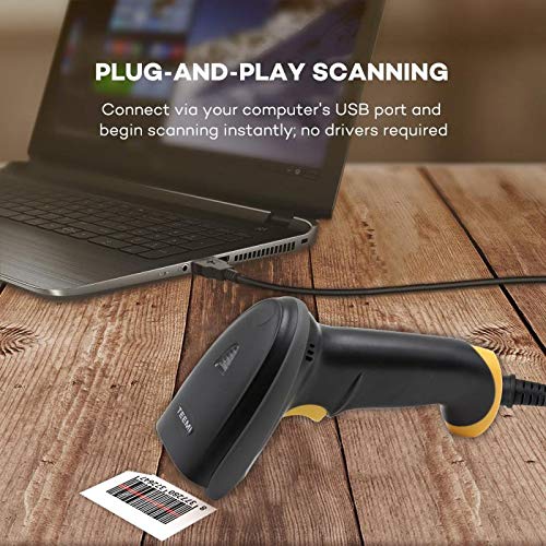 Case of 20, TEEMI 2D Barcode Scanner with Stand USB Wired + Virtual COM Port Handheld Automatic QR Data Matrix PDF417 bar Codes Imager for Windows Linux Mac