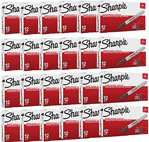 Sharpie Permanent Markers, Fine Point, Black Case of 24 Dozens