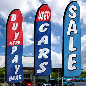 EZ Line Used Car Dealership Swooper Feather Flag 15ft Auto Sales 3 Flag Dealer Pack