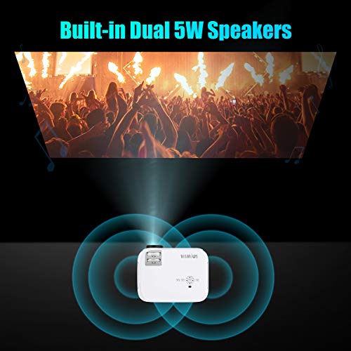Projector, WiMiUS P21 6500 Lumens Video Projector Native 1920×1080 LED Projector Support 4K Zoom 300" Display 100,000H Lamp Compatible with Fire TV Stick Laptop Phone Xbox PS4 Power Point Presentation