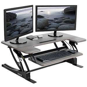 VIVO Height Adjustable Stand Up Desk Converter, V Series, Gray Top, Black Frame