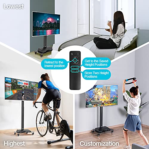 AVLT Motorized & Mobile 2-in-1 TV Lift Cart for 37-75 inch Screens - Remote Controlled, Height Adjustable Stand