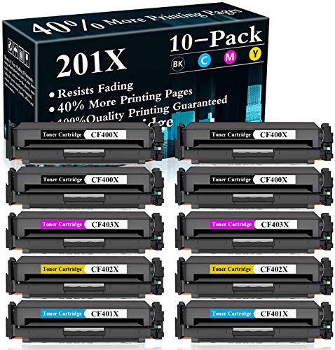 10-Pack (4BK+2C+2Y+2M) 201X | CF401X CF402X CF403X Toner Cartridge Replacement for HP Color Laserjet Pro MFP M277dw MFP M277n MFP M277c6 M252dw M252n M277 M252 Printer,Sold by TopInk