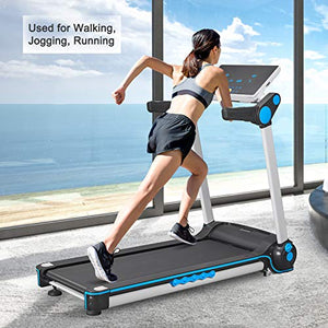 FISUP Foldable Treadmill 2.5 HP Electric Running Jogging Machine with Manual Incline and LCD Display for Home Use No Installation Required