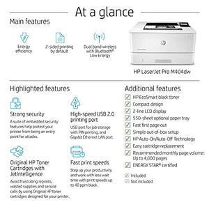 HP Laserjet Pro M404DW Wireless Monochrome Laser Printer with Duplex Printing, White (Renewed)