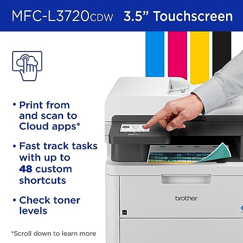 Brother MFC-L3720CDW Wireless Color All-in-One Printer - Laser Quality Output, Copy, Scan, Fax, Duplex