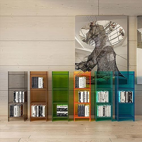 WEBERT Rolling Utility Cart Freestanding Display Bookcase - Gray (Yellow, 15.7" Dx9.8 Wx46.4 H)