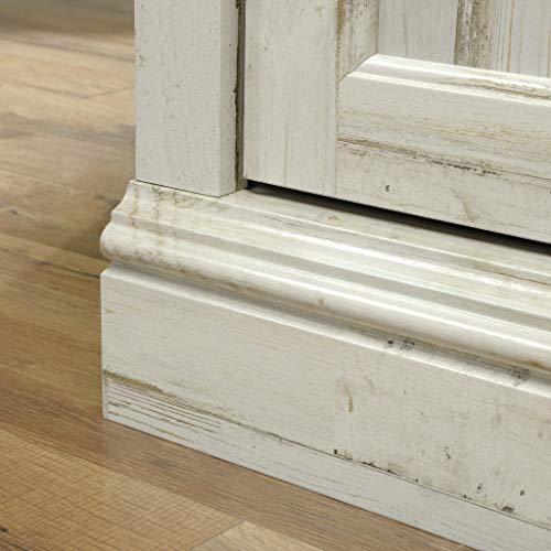Sauder 423674 Barrister Lane 60" Sliding Door Entertainment Credenza, White Plank Finish