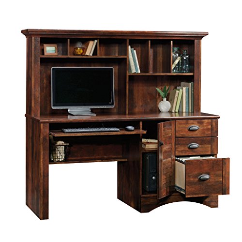 Sauder 420475 Harbor View Computer Desk, L: 62.21" x W: 23.50" x H: 57.36", Curado Cherry Finish