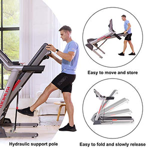 RUNOW 6631CA Folding Treadmill for Home with Auto Incline, Bluetooth Speaker, Large LCD Display Console, Electric Running and Walking Machine with 40 Programs, 3.5HP Foldable Treadmill