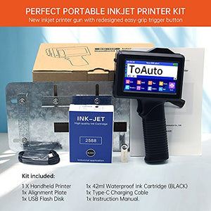 TOAUTO Portable Intelligent Upgraded Handheld Inkjet Printer Gun with 5.6 Inch LED Touch Screen Quick-Drying Inkjet Coding Machine for Code Date Label Industry Design House Usage