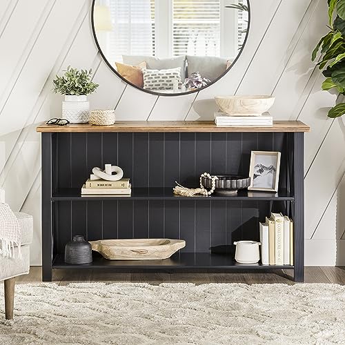 Walker Edison Modern Farmhouse Wood Bookcase, 2 Tier, 52 Inch, Black