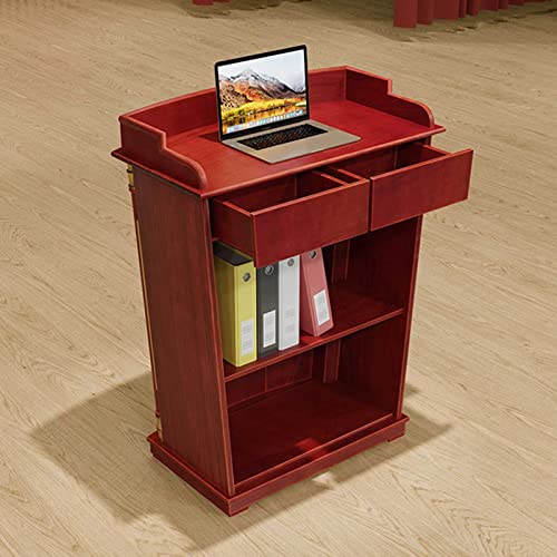 Luxury Wood Podium with Wide Reading Surface - Red, Heavy Duty - Ideal for Church, Office, School, Home