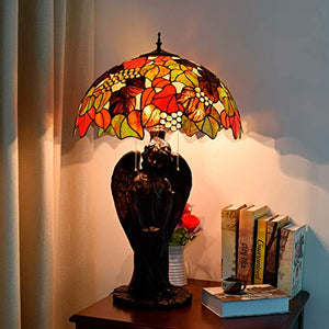 NINGZ Handmade Stained Glass Table Lamp Tiffany Beautiful Leaves Glass Desk Lamp