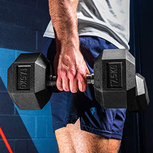 METIS Hex Dumbbells 6lbs – 66lbs Options [Pair] | Strength Training Hand Weights | Exercise Equipment | Weights Dumbbells Set | Pair of Dumbbell Weights (66lbs)