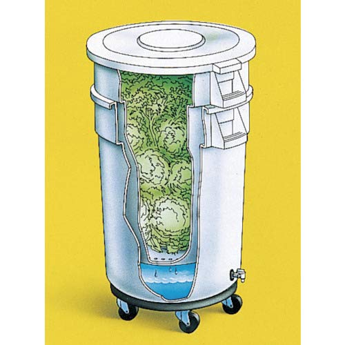Rubbermaid Commercial Products Brute Greenskeeper Food Container with Lid, Dolly and Drain, 20G, White, for Commercial Kitchen Produce