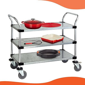 Quantum Storage Systems Utility Cart with 3 Solid Shelves