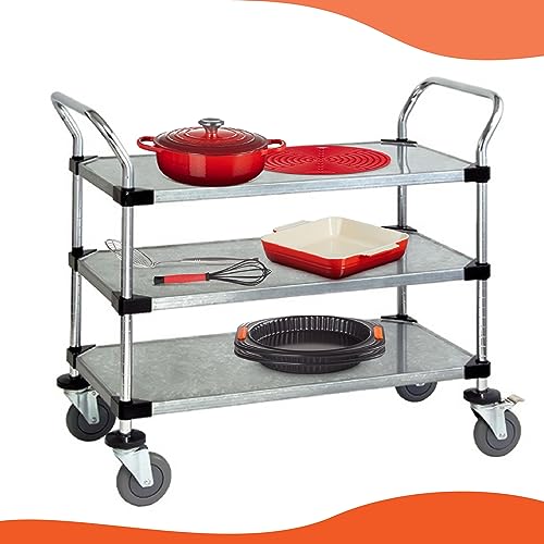 Quantum Storage Systems Utility Cart with 3 Solid Shelves