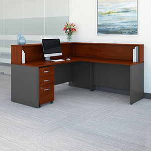 Bush Business Furniture Series C L Shaped Reception Desk with Mobile File Cabinet in Hansen Cherry