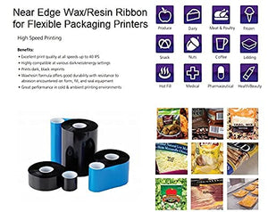 Thermal Transfer Ribbon by Accurate Films for VIDEOJET Printer, Case of 48, 1.18" x 1,969' (30mm X 600m), Black. Near Edge Wax/Resin Ribbon for Flexible Packaging Printers.